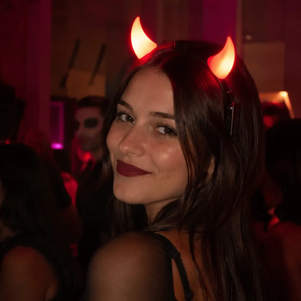 Teufelshörner Haarreif LED Rot