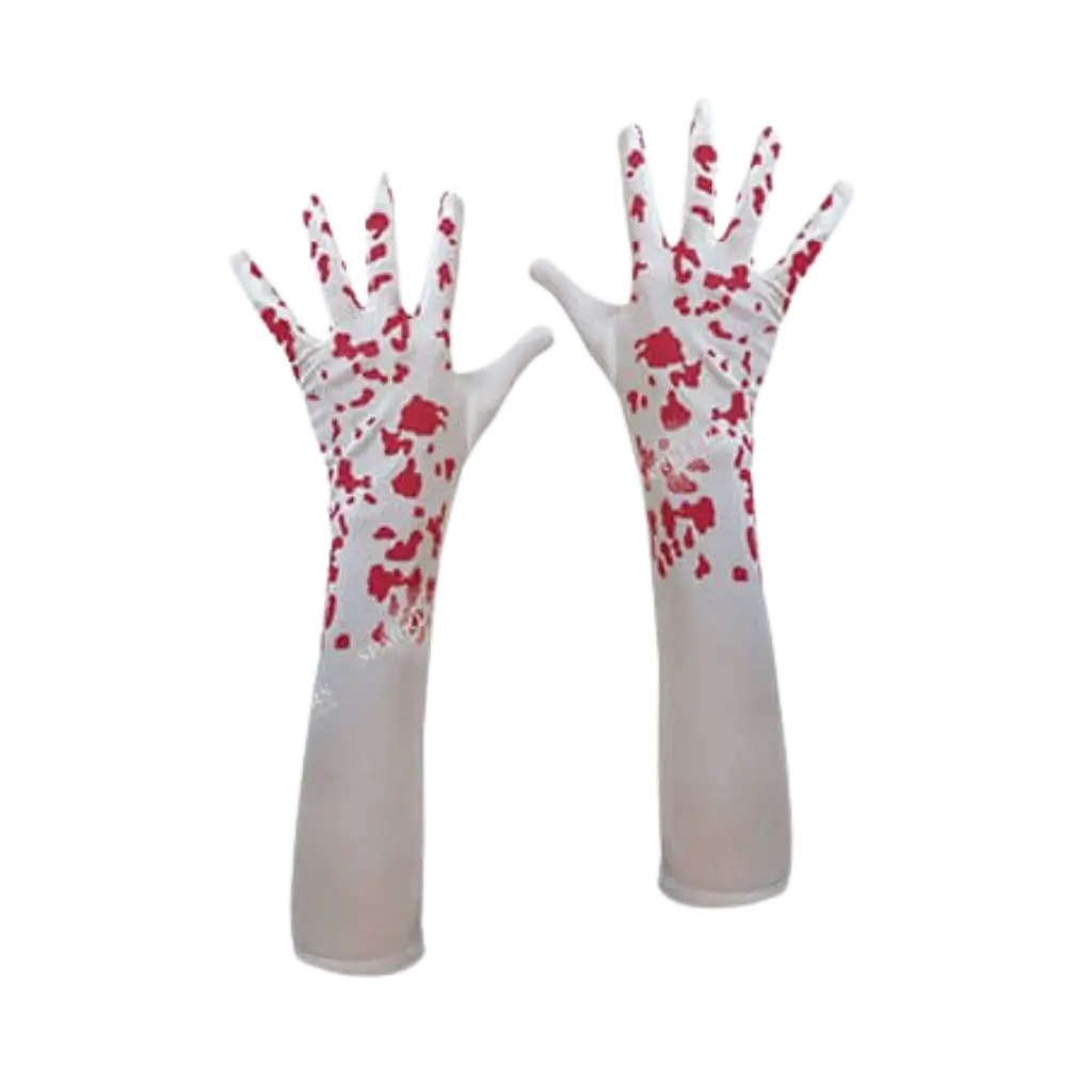 Ein Paar blutige Handschuhe