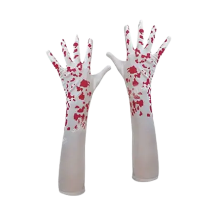 Ein Paar blutige Handschuhe