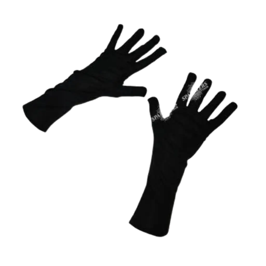Ein Paar schwarze Handschuhe