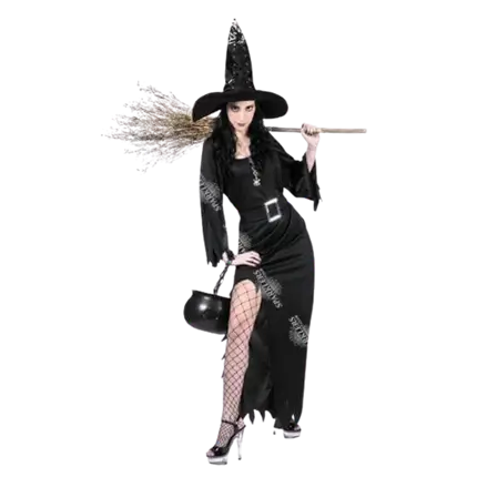Hexenkostüm SCHWARZ Größe S-M
