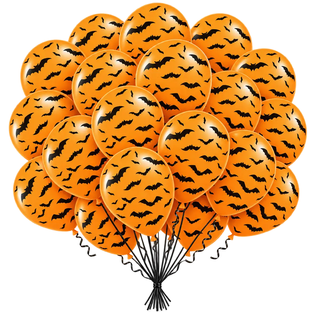 Set mit 50 Halloween-Luftballons mit Fledermausmotiv