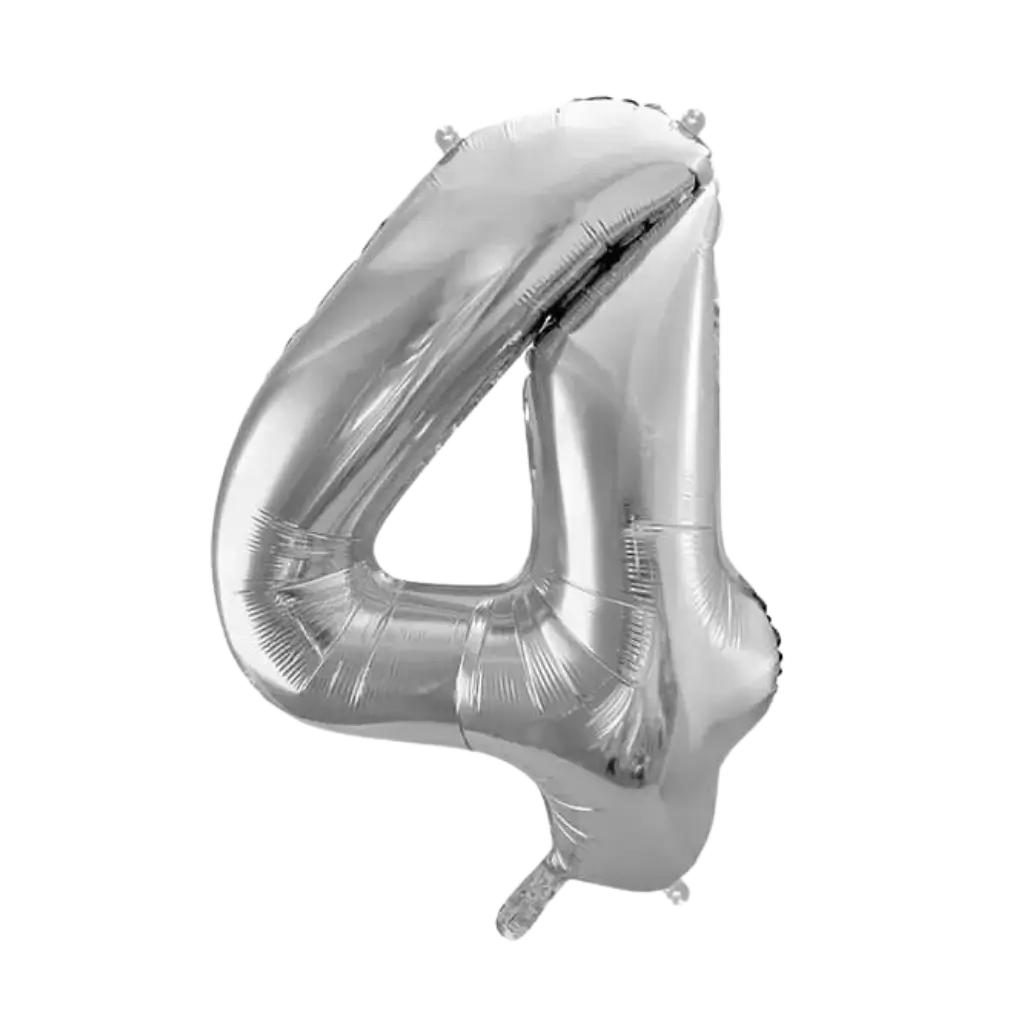 Jubiläumsballon Nummer 4 Silber 86cm