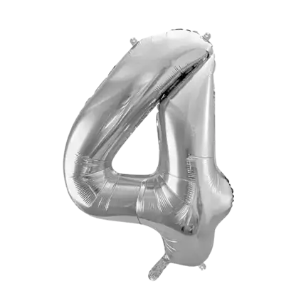 Jubiläumsballon Nummer 4 Silber 86cm