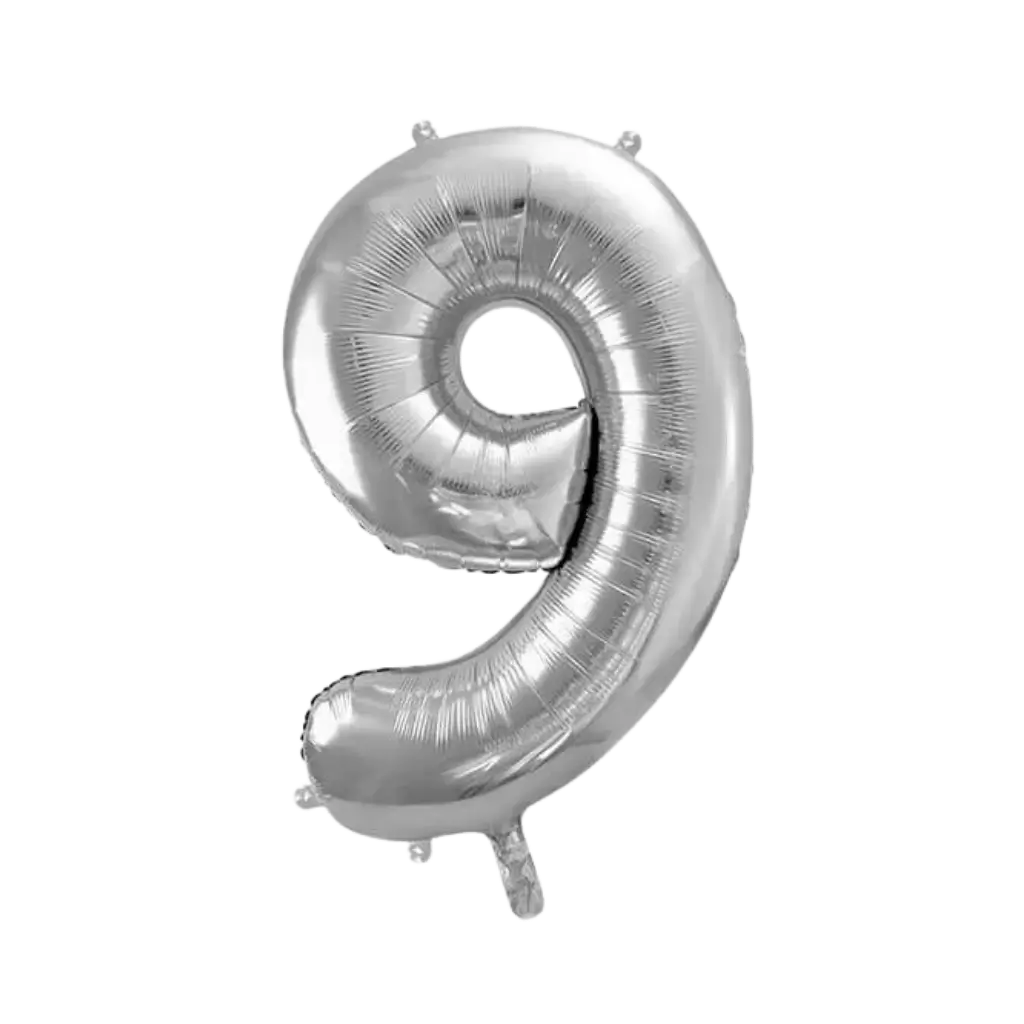 Jubiläumsballon Nummer 9 Silber 86cm