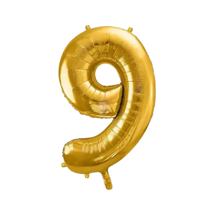 Ballon Nummer 9 Gold 86cm