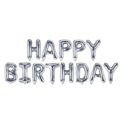 Happy Birthday-Riesenkugel 340x35cm Silber