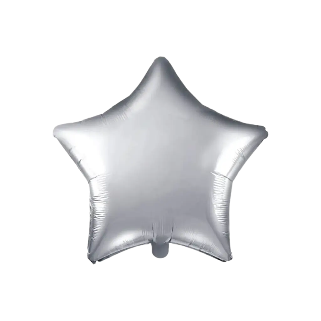 Silberfarbener Metallstern-Ballon 48cm