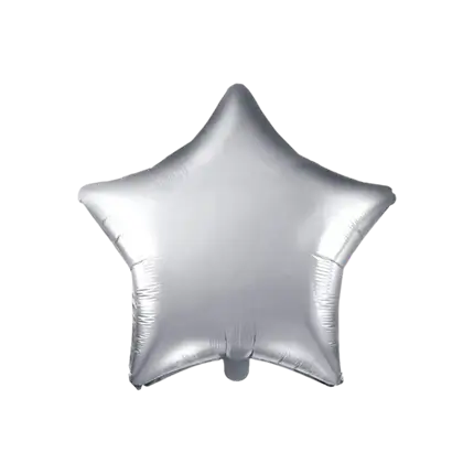 Silberfarbener Metallstern-Ballon 48cm