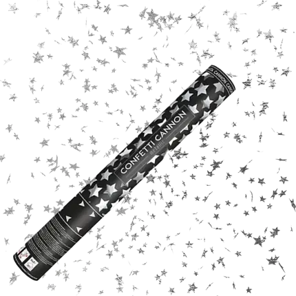 Konfettikanonen 40cm in silberner Sternform