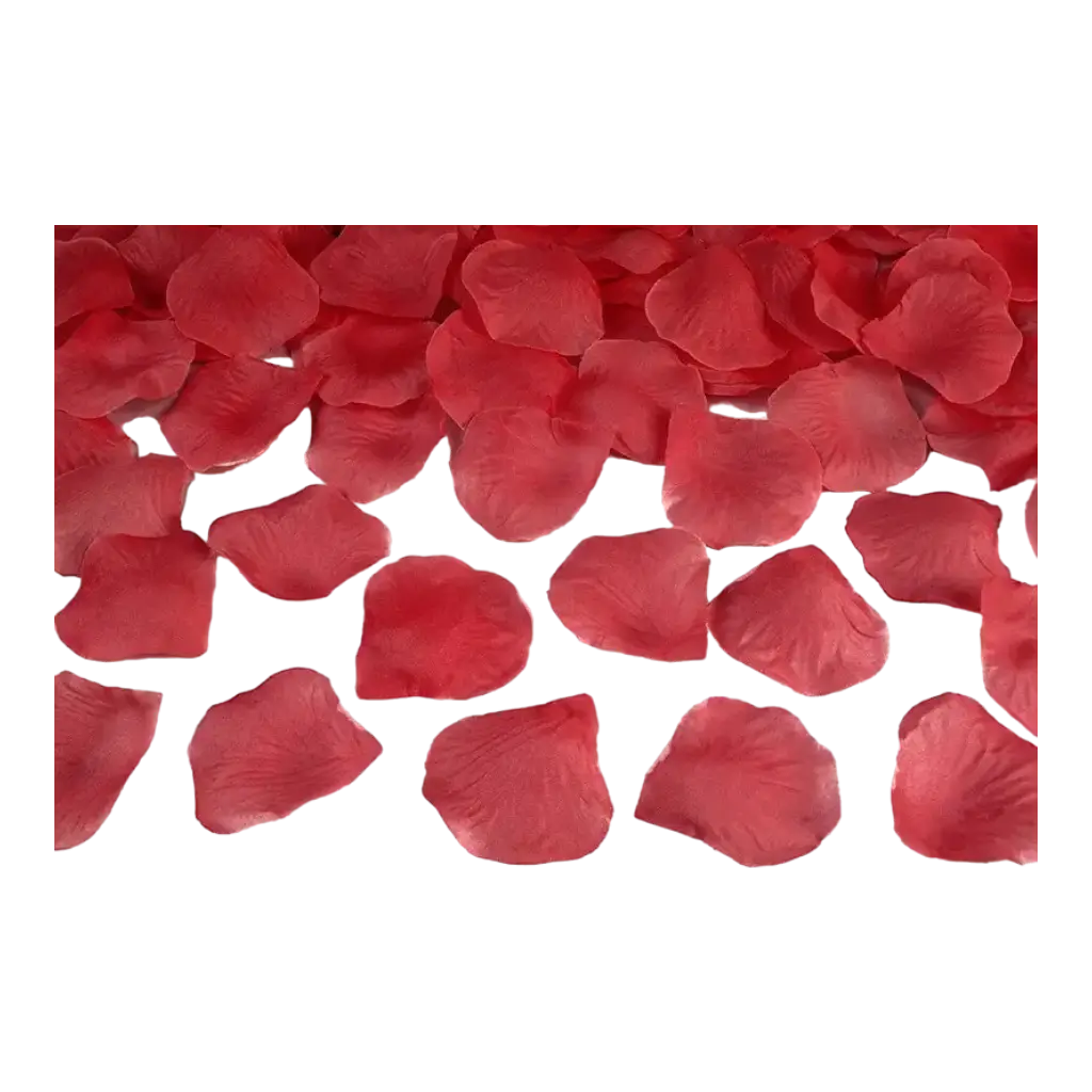 100 rote Rosenblütenblätter