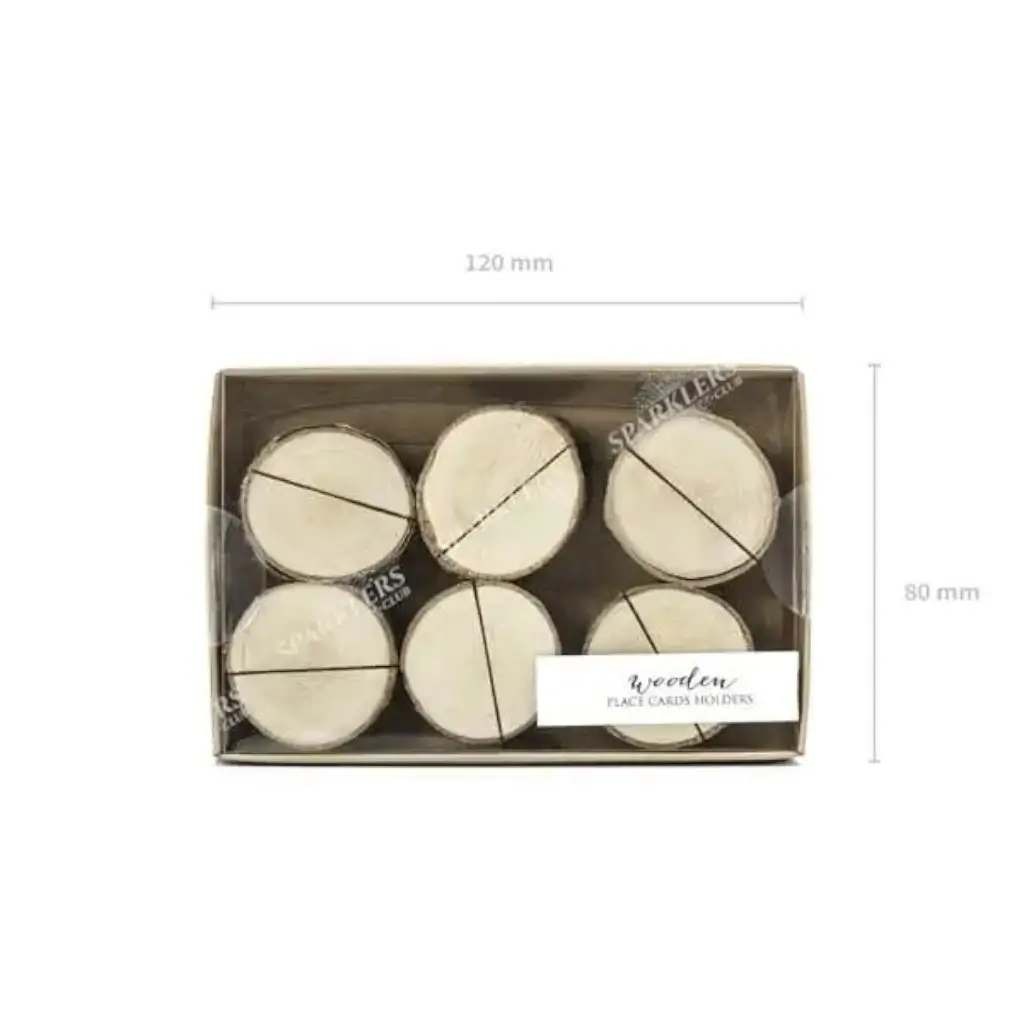Kartenhalter aus Holz, Durchmesser 3-4cm, 6er-Set