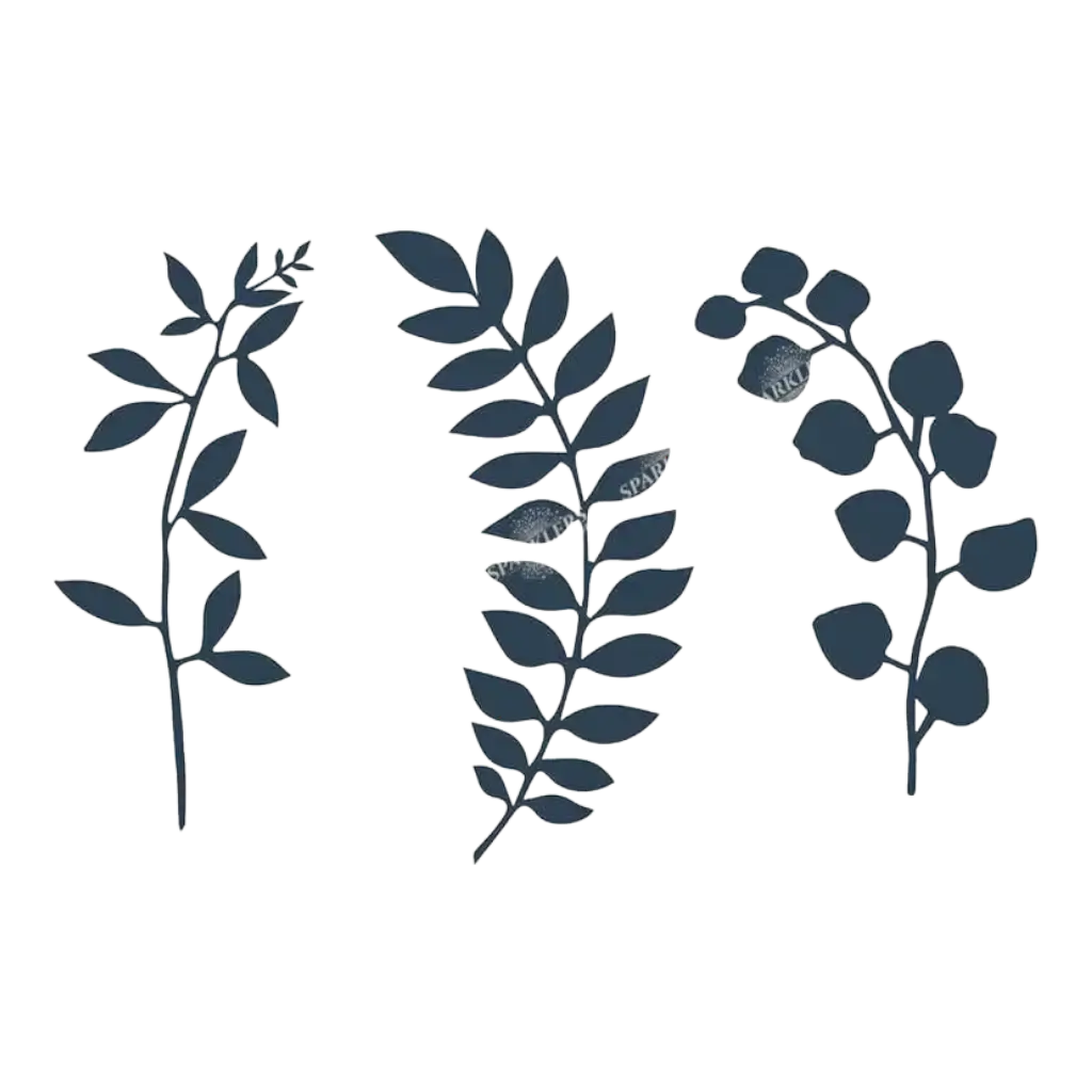 Zweig mit Blattdekoration, marineblau 9 Stück