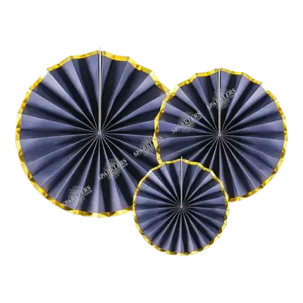 Blaue Zierrosen mit Goldrand (3 Stück)