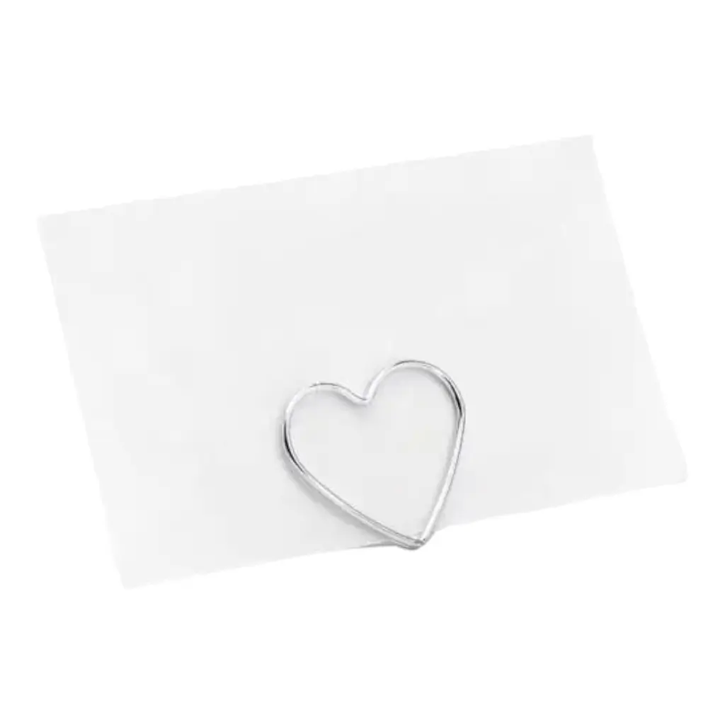 Satz mit 10 Kartenhaltern Herzen, silber, 2,5 cm