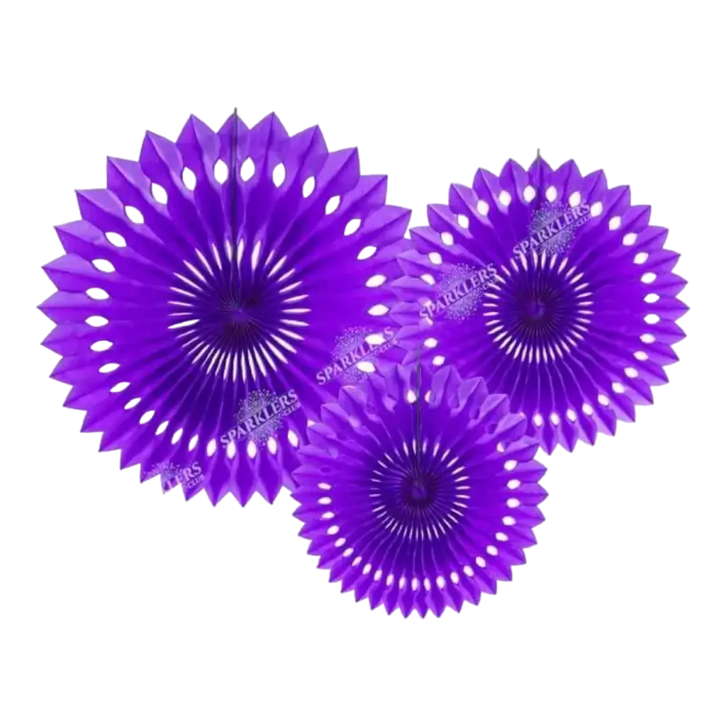 Deko-Rosetten, violett, 20-30 cm (3 Stück)