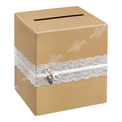 Urne aus Kraftpapier mit weißer Spitze