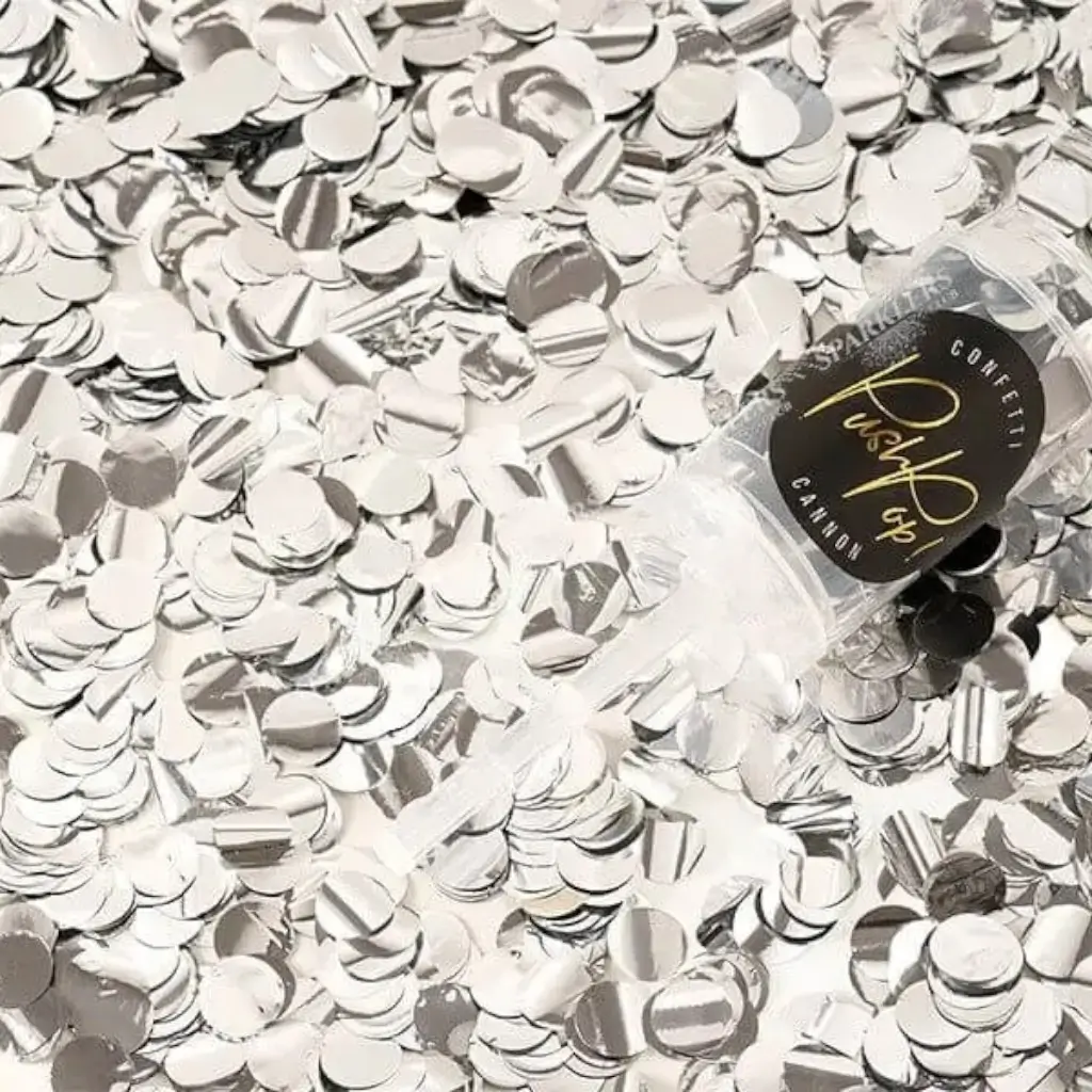 Confettis drücken Pop-Silber