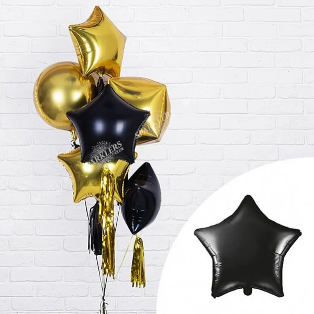 Metal Star Ballon Schwarz 48cm