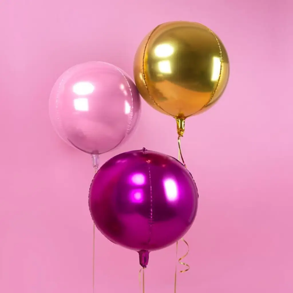 Runder Luftballon Metallisch Rosa 40cm
