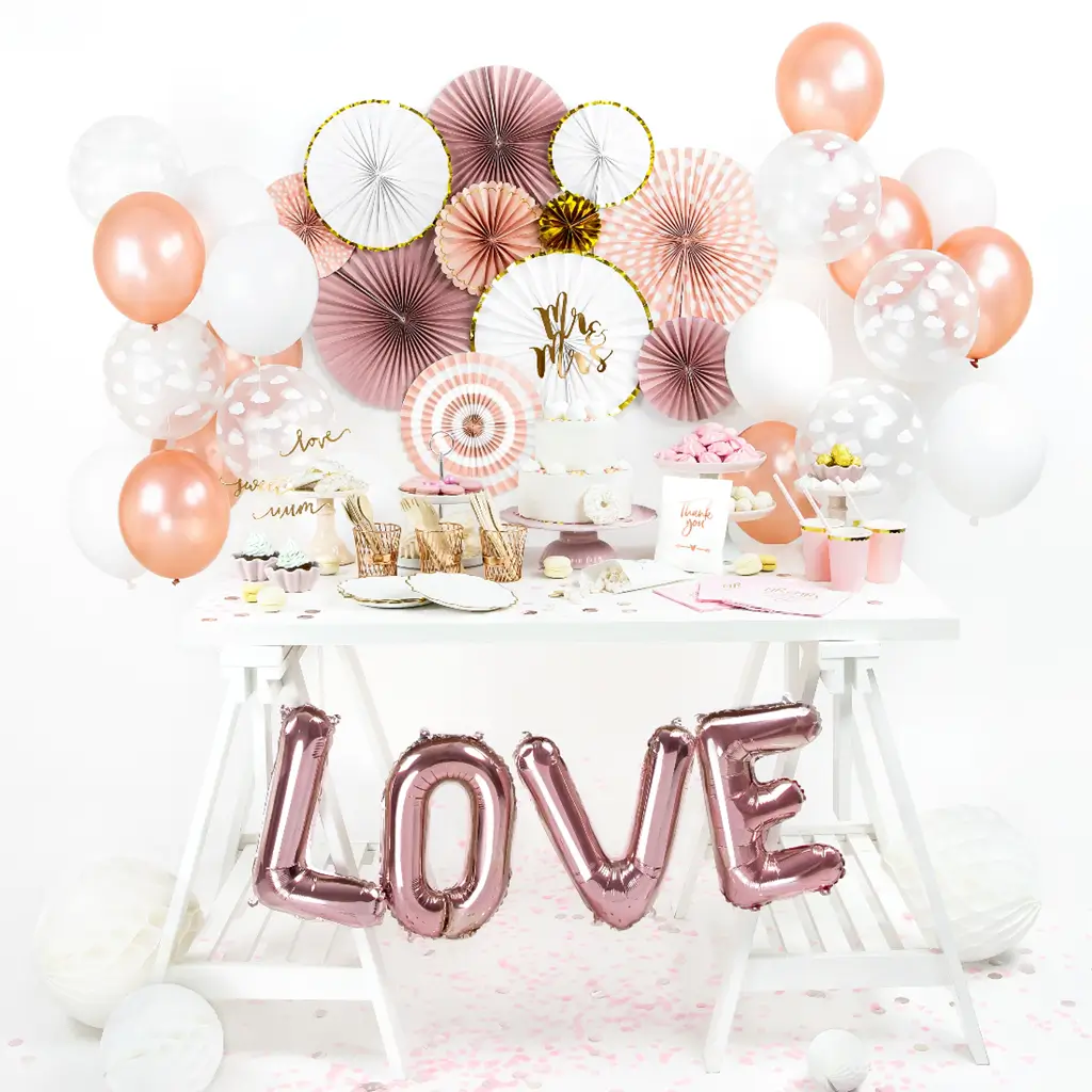 Packung mit 100 rosa-goldenen metallischen Luftballons