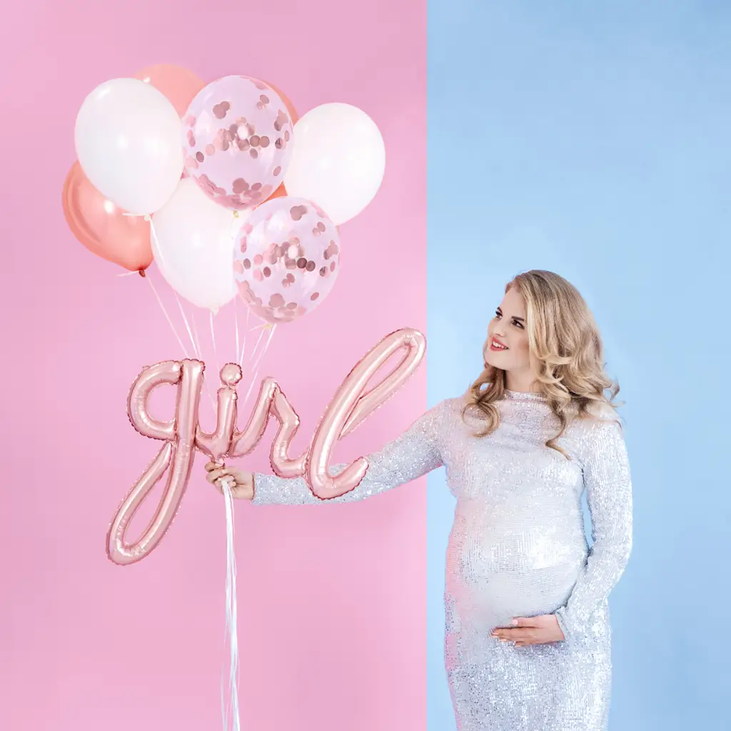 Packung mit 100 rosa-goldenen metallischen Luftballons