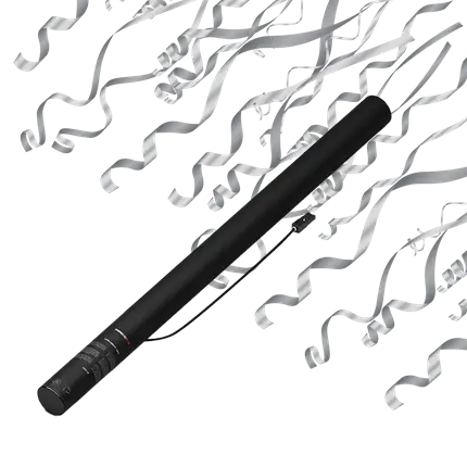 Elektrische Konfettipistole Streamer Silber Metallic 80cm