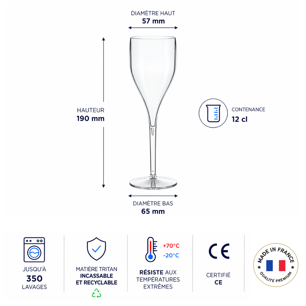 Transparente Champagner-Flöte 12cl