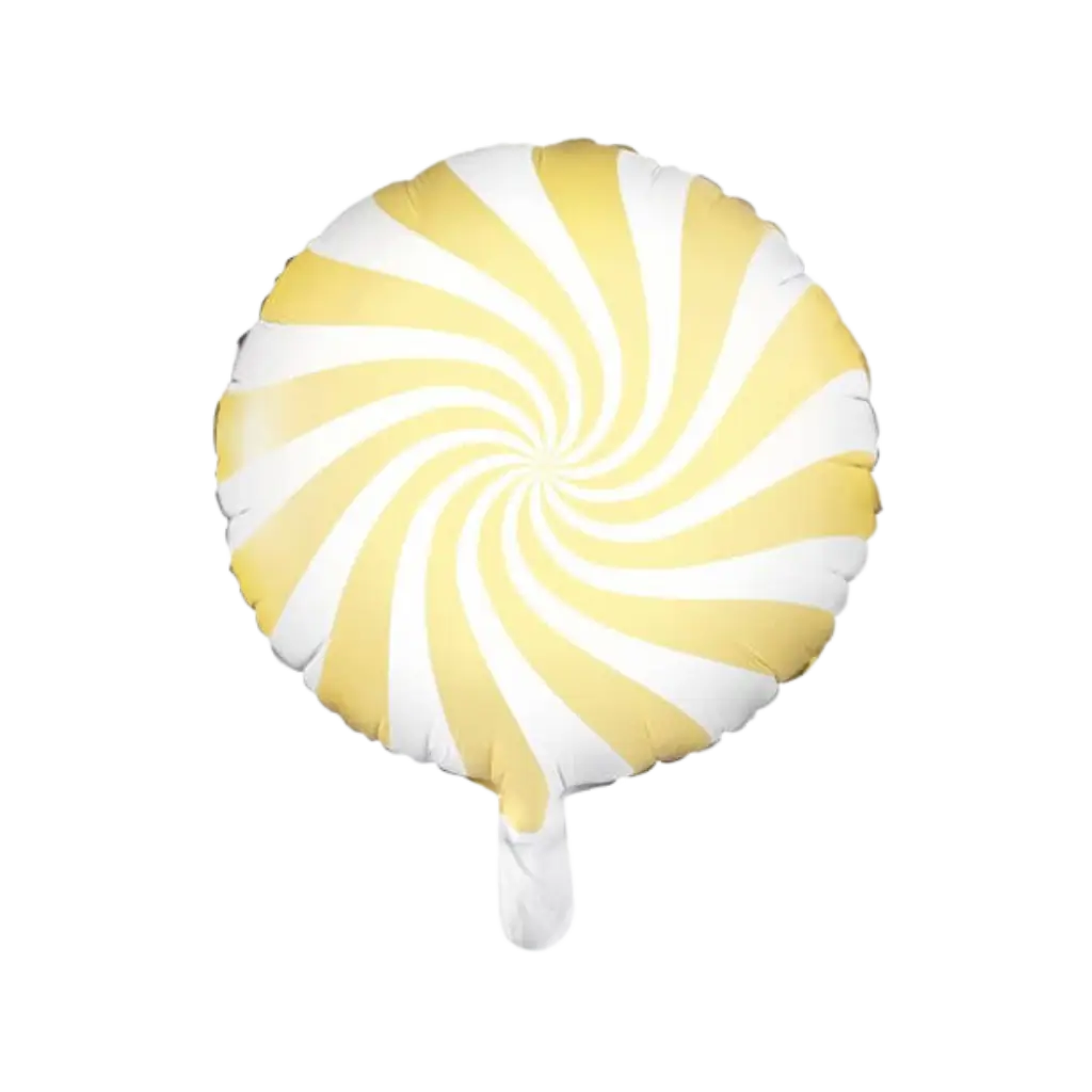 Ballon-Aluminium-Lolli Gelb und Weiß 45cm