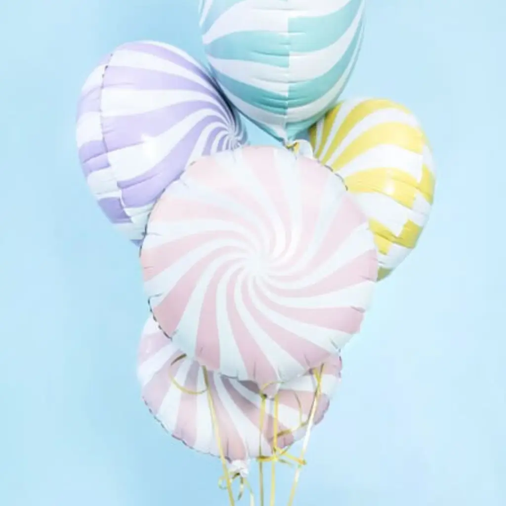 Ballon-Aluminium-Lolli Gelb und Weiß 45cm