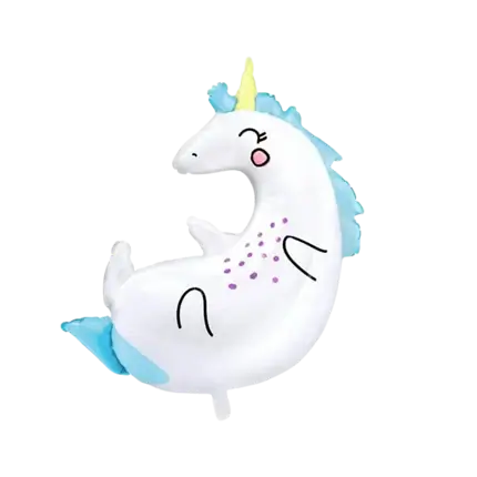 Ballon Einhorn weiß und blau 70x75cm