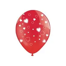 Packung mit 50 roten Luftballons mit weißem Herzmuster