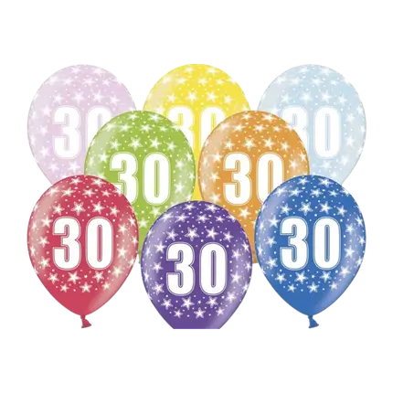 Packung mit 6 Luftballons mit Aufschrift 30