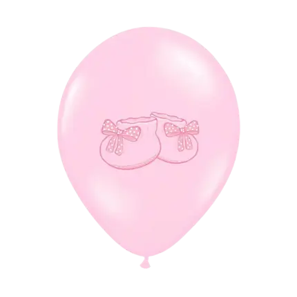 Packung mit 10 rosa Ballons mit Babyschuhen