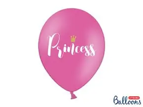Packung mit 10 rosa fuchsiafarbenen Luftballons mit der Aufschrift PRINCESS