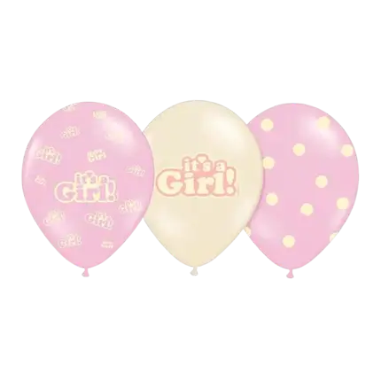 6er-Pack It's a Girl-Ballons zum Mischen