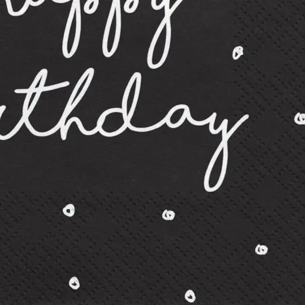 Packung mit 20 Happy Birthday-Papierservietten schwarz