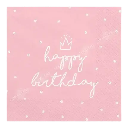 Packung mit 20 Happy Birthday-Papierservietten Rosen