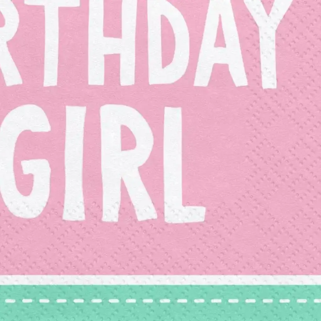 Packung mit 20 rosa Papierservietten 1. Geburtstag Mädchen