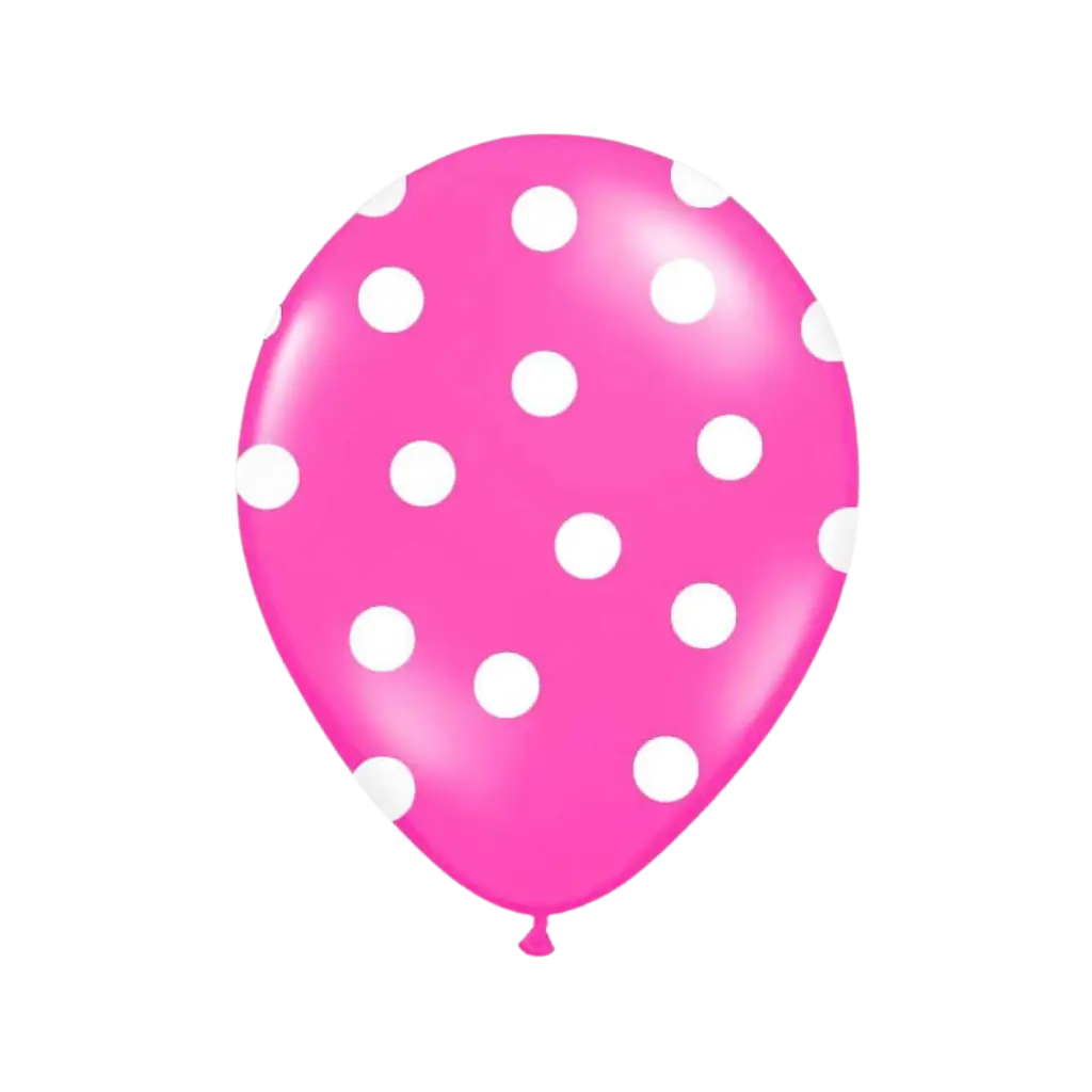 Packung mit 10 dunkelrosa Luftballons mit weißen runden Mustern