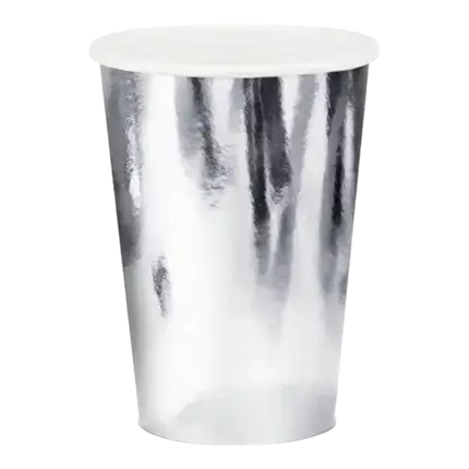 Satz mit 6 Papiergläsern Silber