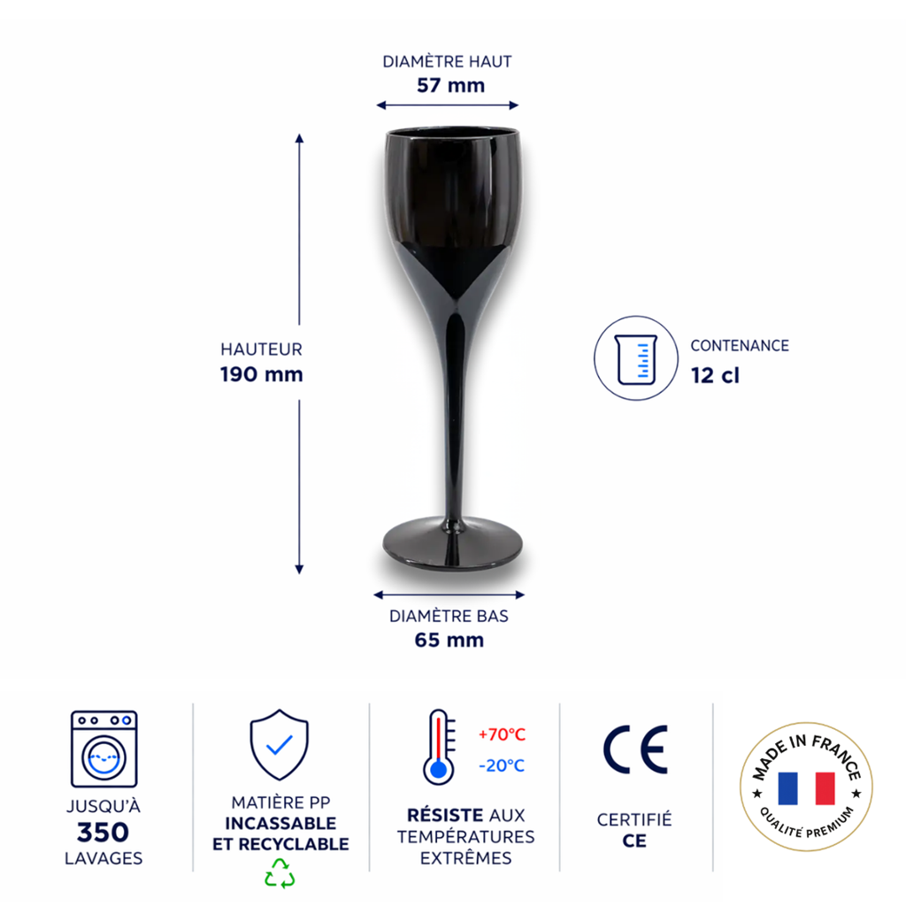Schwarze Champagner-Flöte 12cl