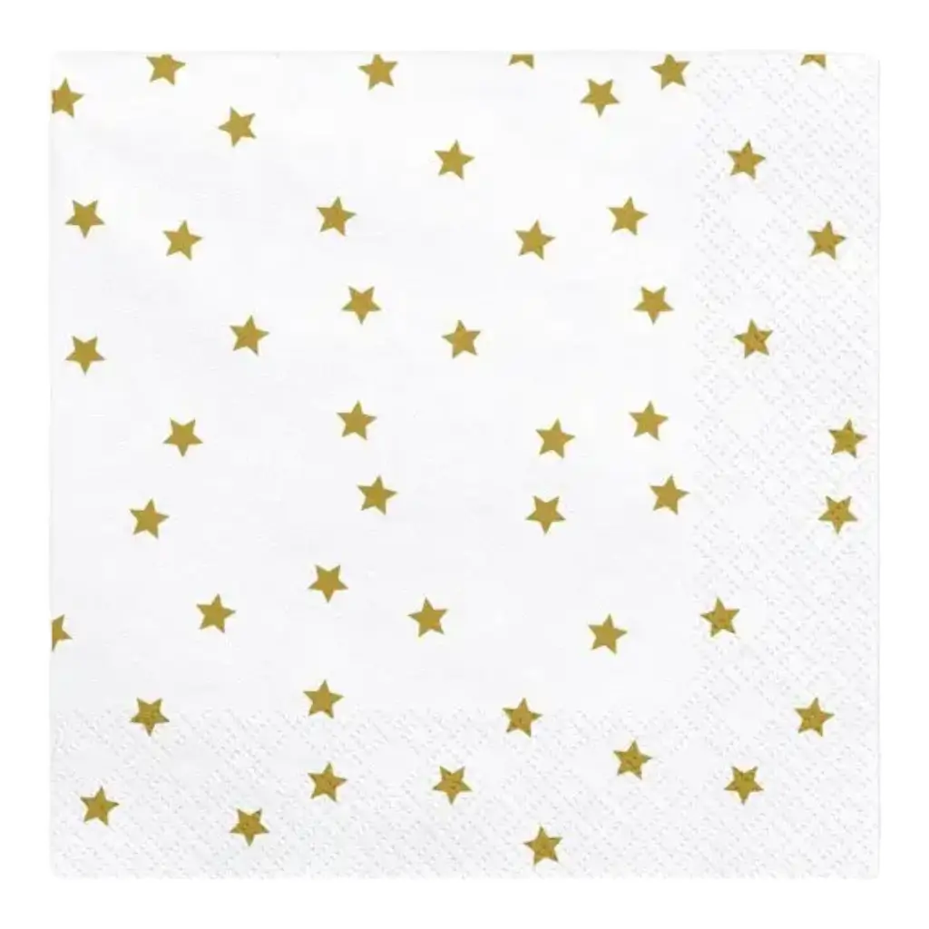 Weiße Papierserviette mit goldenem Stern (20 Stück)