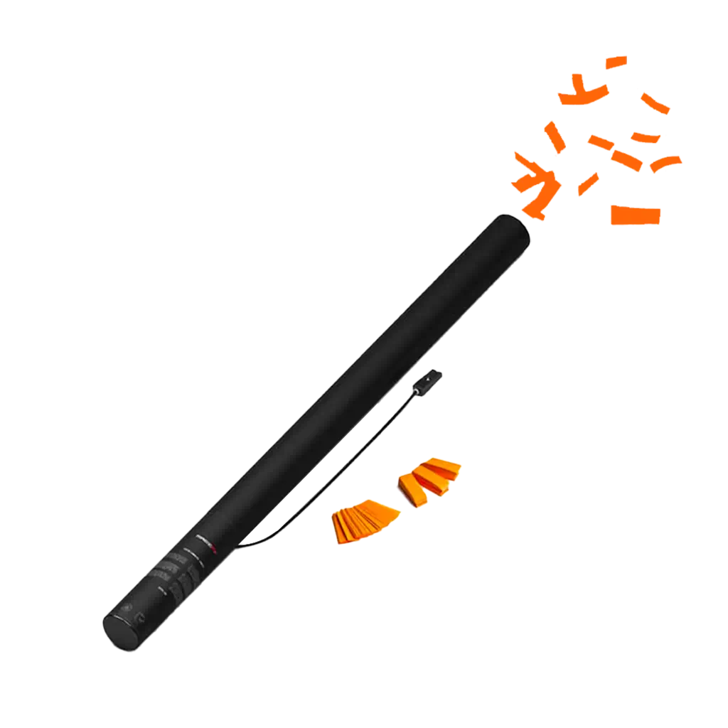 Orangefarbene elektrische Konfetti-Pistole 80 cm