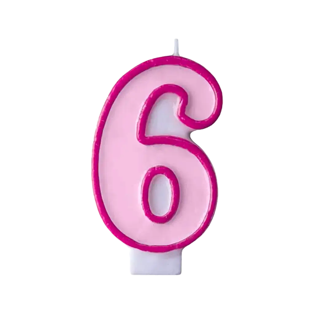 Geburtstagskerze Nummer 6 rosa
