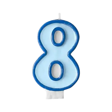 Jubiläumskerze Nummer 8 blau