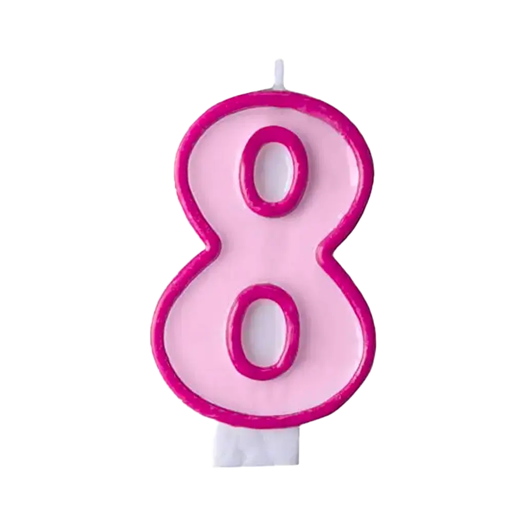 Geburtstagskerze Nummer 8 rosa
