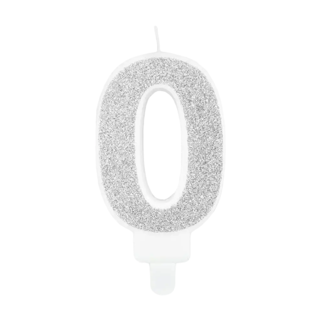 Geburtstagskerze Nummer 0 silber