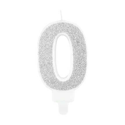 Geburtstagskerze Nummer 0 silber