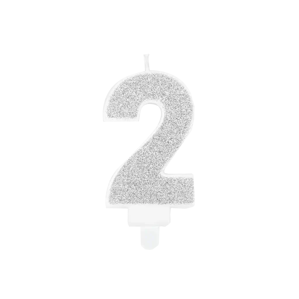 Geburtstagskerze Nummer 2 silber